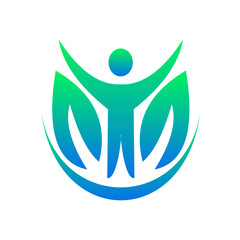 Creative Leaf Happy Person Body Logo Design Vector Symbol Illustration