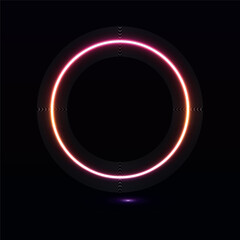 Neon lamp, purple neon circle, glowing circle, pink neon vector illustration.