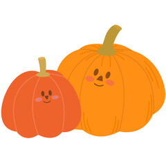 Cute Halloween pumpkins.Family pumpkins characters. Thanksgiving design. Autumn pumpkin