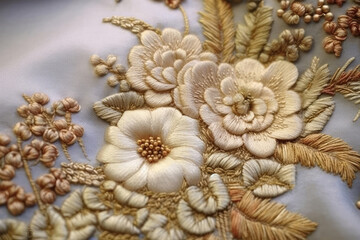 French Embroidery Captures The Essence Of Elegance And Sophistication. Generative AI