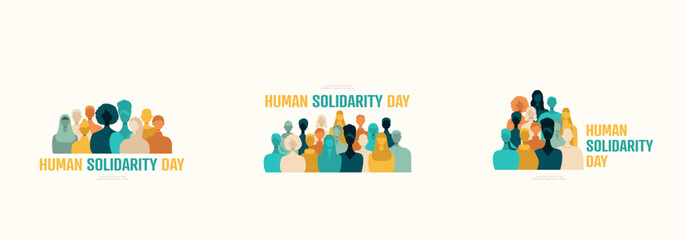 Set of illustrations for Human Solidarity Day. Modern colour design.