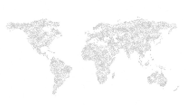 Clean white earth globe with wireframe global network connection data transfer, 3D planet earth. Digital information visualization around world map design for business technology presentation concept.