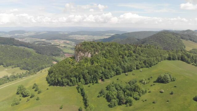 Wisner Flueh, Jura limestone cot, drone image, Wisen, Solothurn, Switzerland, Europe