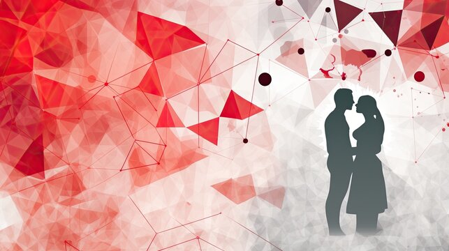 Love Art background with mand and woman silhouette and copy space