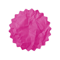 isolated pink crumpled paper badge
