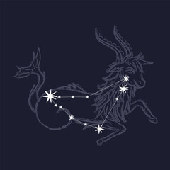 Obraz premium vintage retro engraving style. zodiac sign and astrology. printing on gold foil. modern style of tattoo on clothes. nude style. for printing on fabric and packaging