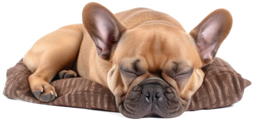 Sleeping french bulldog with transparent background