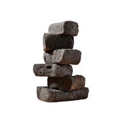 Fototapeta na wymiar Organic black charcoal bread stacks on transparent background