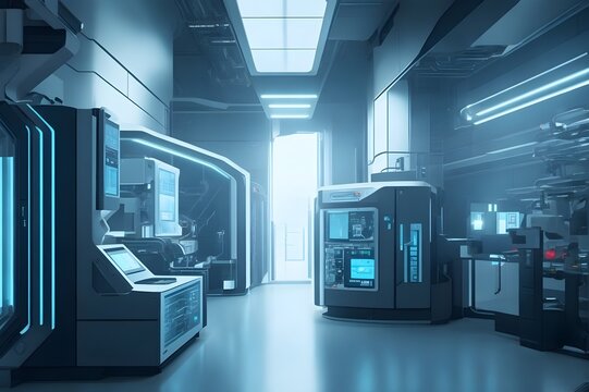 Futuristic laboratory where scientists harness the power of quantum computers