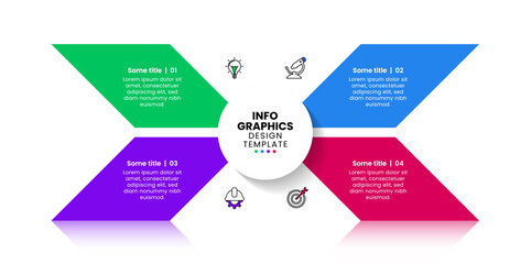 Infographic template. 4 sharp banners with icons and text