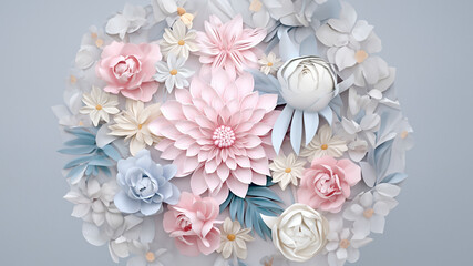 Blumen in Pastell Farben als Druckvorlage und Hintergrund, ai generativ