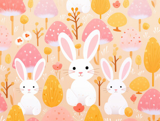 Obraz na płótnie Canvas background with bunny and forest
