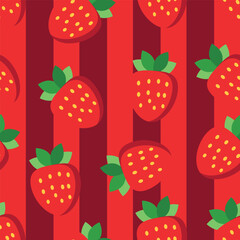 Cute sweet strawberry pattern. Spring-summer illustration of strawberries, repeats the wallpaper. Pink background. Vector of seamless pattern.