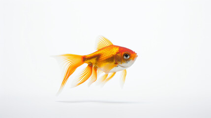 Goldfish isolated on a neutral background.

Generative AI.