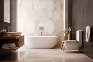 Fototapeta na wymiar Modern bathroom interior with decorative elements