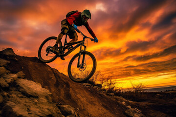 Fototapeta na wymiar Biking at Sunset