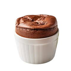 Delicious chocolate souffle on wood