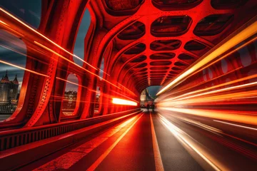 Foto auf Acrylglas Londoner roter Bus Red Bus Crossing Westminster Bridge