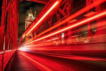 Fototapeta na wymiar Red Bus Adventure on Westminster Bridge