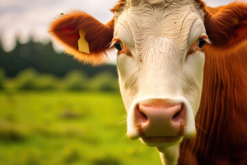 A Cow's Reflective Beauty on the Farm