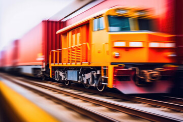 Express Cargo Train with Blurred Speed
