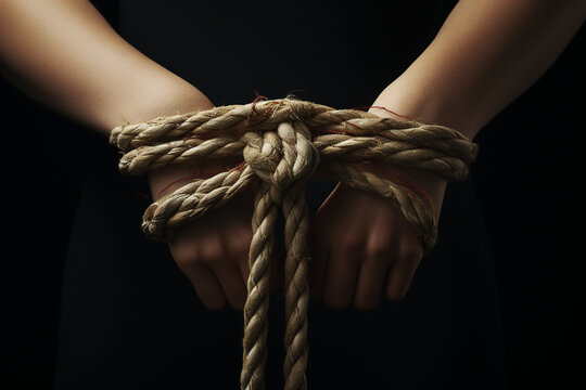 hands tied with rope Generative AI