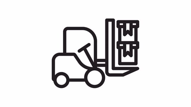 Forklift, Transport Logistics animated icon on transparent background.
