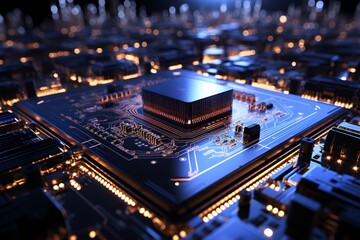 Fototapeta premium Computer chip, generative ai