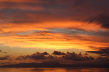 Golden sunset on the sea 