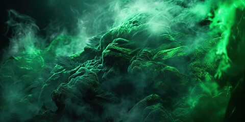 Dense Green Liquid Ink Smoky and Foggy Abstract Background AI Generative