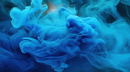 Blue-Cyan Dense Liquid Paint Smoky and Foggy Abstract Background AI Generative