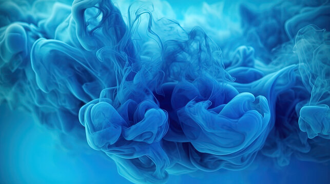 Blue-Cyan Dense Liquid Paint Smoky and Foggy Abstract Background AI Generative © Image Lounge