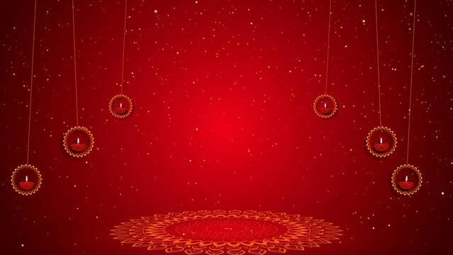 Happy Diwali, Deepavali or Dipawali festivals of lights Greeting Celebration background. 3d 4k lights fireworks copy space. rangoli diya oil lamp. Diwali light in india. creative diwali greeting card