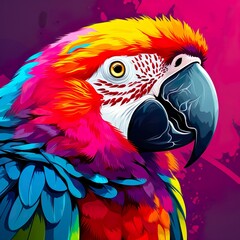 Macaw parrot bird illustration on isolated background ai generated 