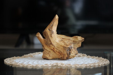 A piece of wood used as a natural home decor