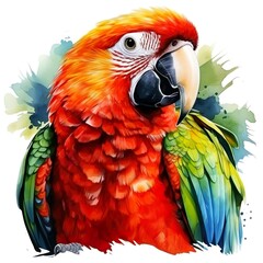 Fototapeta premium Macaw parrot bird illustration on isolated background ai generated 