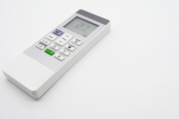 Remote control of air conditioner at 21 degrees Celsius. remote controller equipment with display. isolated background.