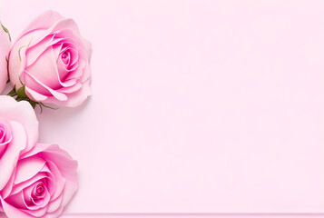 Fototapeta na wymiar Blurred Elegance Pink Rose Horizontal Banner with Copy Space - Mockup Template for a Stunning Display Generative AI