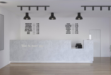 3d rendering of sushi bar cafe interior design