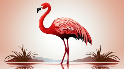 Fototapeta na wymiar pink flamingo on white background, ai generative