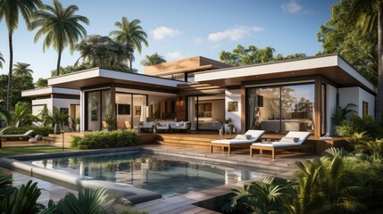 Fototapeta na wymiar Modern villa, minimalist style. Generated by AI