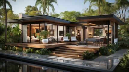 Fototapeta premium Modern villa, minimalist style. Generated by AI