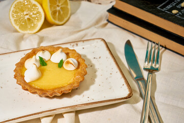 Traditional French deserts in a luxurious coffee shop.