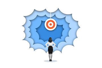 Composite collage portrait of mini black white effect elegant girl look hanging daths board target isolated on creative background