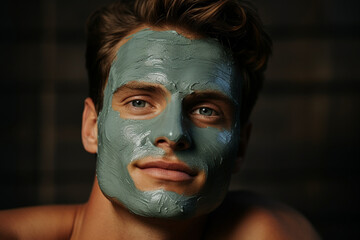 A stylish and masculine shot of a man using a facial moisturizing mask as part of his grooming routine Generative AI