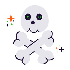 Vector illustration of a skull with bones.Halloween illustration isolated on white background.