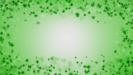 4K Shamrock st patricks day holiday green Leaf Clover Falling Confetti Glitter Rain background backdrop video. greeting holiday. Patricks Day shamrock decorative elements pattern. lucky spring design