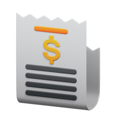 Billing 3D icon Isolate Transparent Background, 3D Rendering illustration