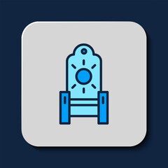 Filled outline Medieval throne icon isolated on blue background. Vector