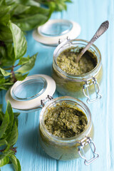 jars of pesto sauce